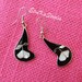 EARRINGS black & white flower design Alpaca Silver Abalone mother of the pearl shell mosaic inlay dangle hook earrings