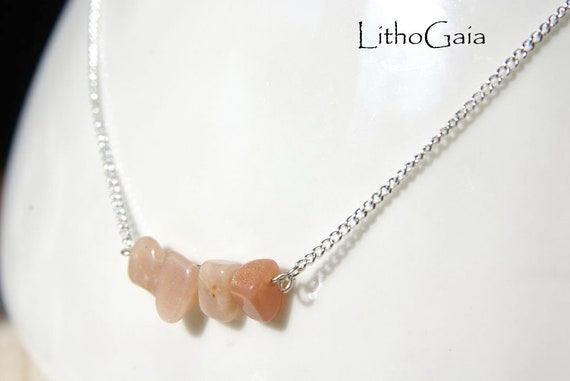 Moonstone Bar Necklace on 925 Silver Chain, Moonstone Jewelry, Minimalist, Crystal Necklaces, Gift for Her, Moonstone Gemstone, Zodiac
