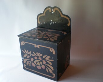 Vintage Stenciled Tin Match Box