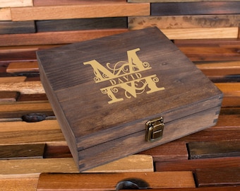 Personalized Cigar Box, Groomsman Gift Box, Gift for Man, Engraved Wood Box, Wedding Bridal Gift, Best Man Gift, Party Gift Box, Men's Box