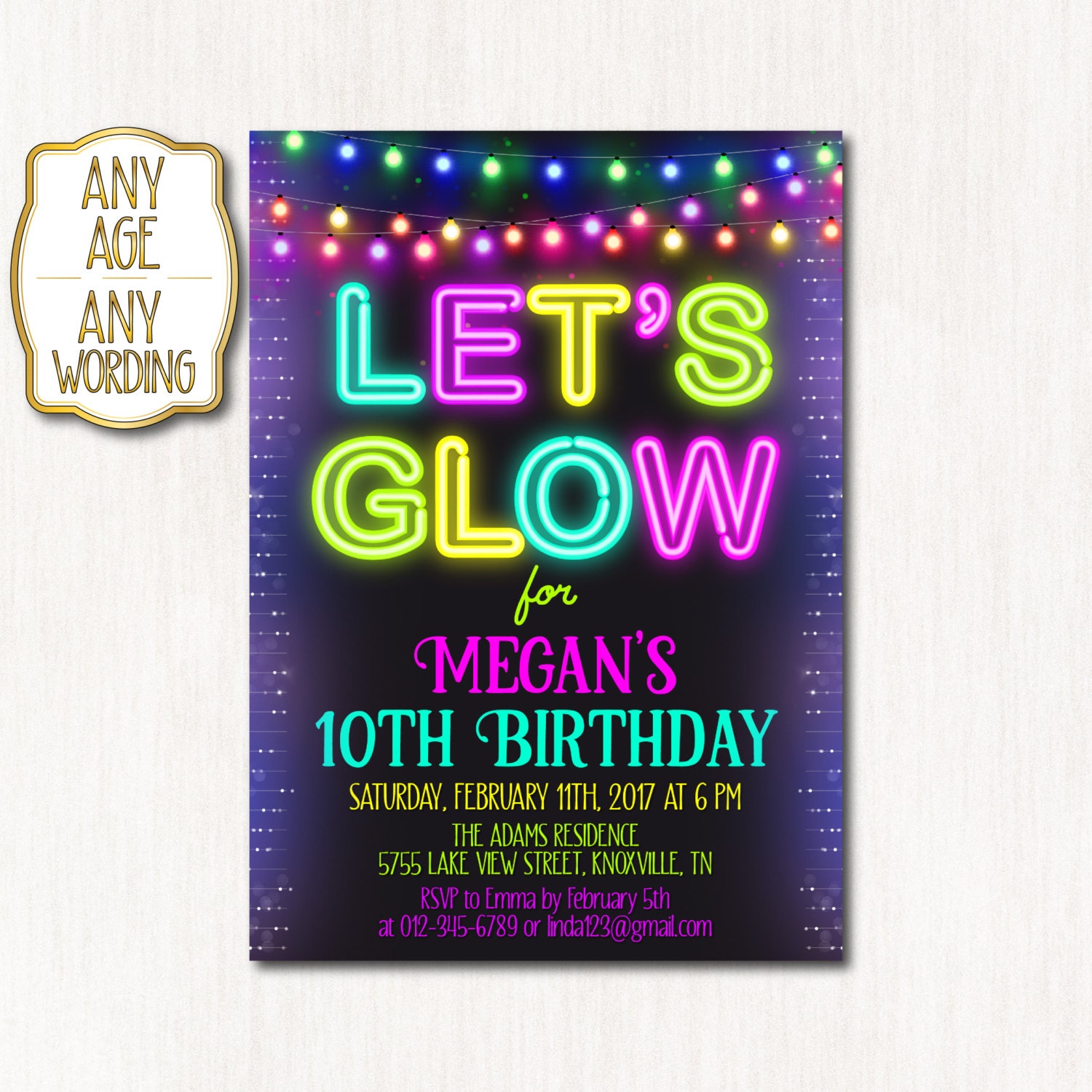 10th-birthday-invitation-neon-birthday-party-neon-tenth