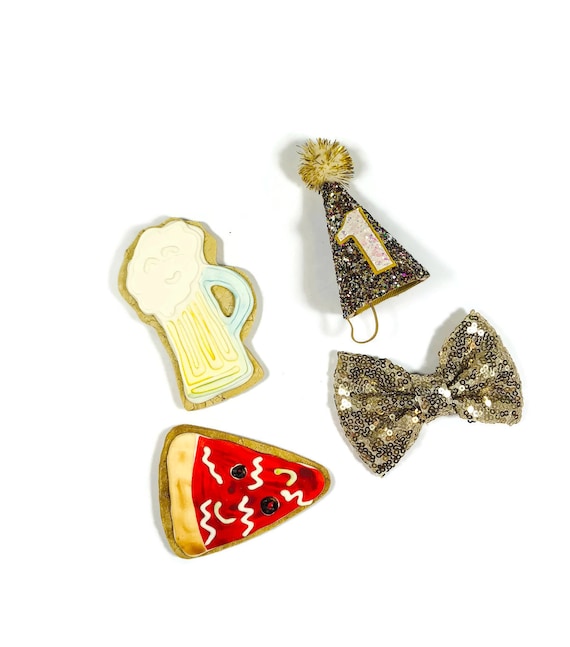 PARTY PACK! Party Hat and Bow Tie and Birthday Treat Cookie Set || Dog Gift || Dog Party || Birthday