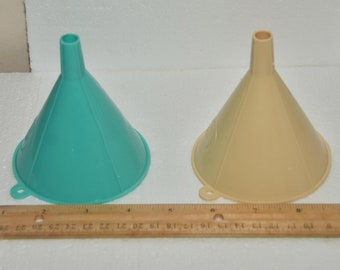 Vintage Fuller Brush kitchen Funnel Turquoise butter yellow Plastic compliments of your fuller brush dealer 1950s vintage advertising funnel