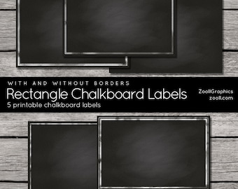 Rectangle Chalkboard Labels With And Without Borders, 2“x3“, Printable, 5 png Labels, 1 PDF, Commercial Use INSTANT DOWNLOAD