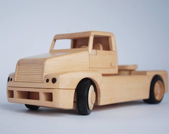 Wooden truck, wooden tractor, wooden car, handmade wooden toys