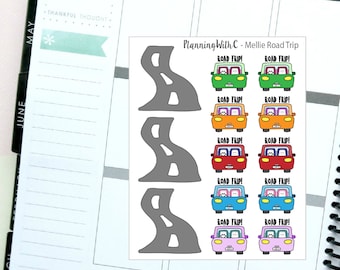 Marshmallow Mellie Road Trip/Holiday/Car Themed Planner Stickers for Erin Condren, Kikki K, Filofax, Happy Planner, Websters Pages
