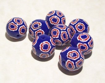 NOW ON SALE Handmade Polymer Clay Beads Patriotic Red, White and Blue