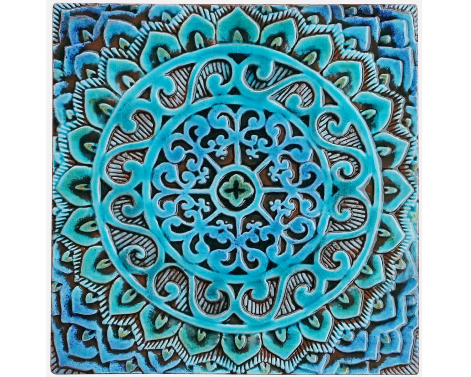 Mandala wall hanging made from ceramic outdoor wall art