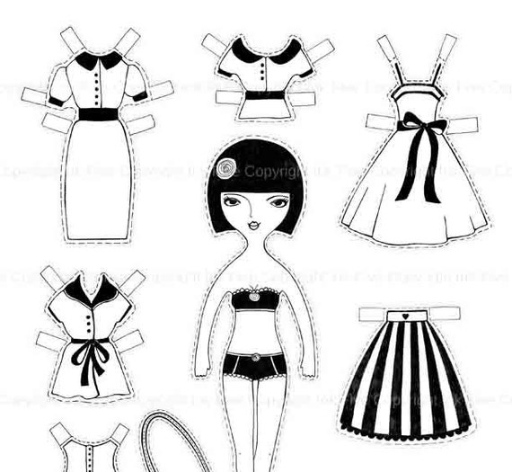 Download Coloring page digital paper doll Maya printable paper doll.