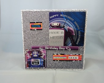 Child/Kid Birthday Card - Techno Geek - luxury unique quality special bespoke UK - Dad/Son/Uncle/Brother/Nephew