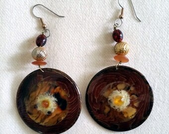 Bakelite Button Earrings