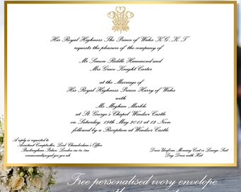 Harry and Meghan | Souvenir | Royal | Replica | Wedding Invitation | Invite | Card | Birthday | Prince | Meghan ANY SIZE & COLOURS up to A4
