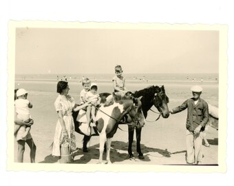 Vintage photo - Horseriding on the shore - Original Vintage Photos from PhotoTrouvee - 1950s found photo