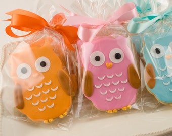 Owl Cookies - 24 Decorated Sugar Cookie Favors