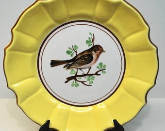 VINTAGE ITALIAN PORCELAIN Bird Luncheon Plate 8 1/4"