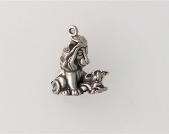 Sterling Silver 3-D Lion & the Lamb Charm