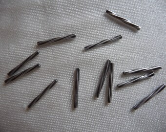 Bead, antique silver-plated brass, 13x1mm twisted square tube. Sold per pack of 20 beads.