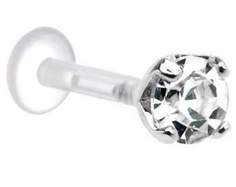 Bioplast™ is one of the best materials for initial piercing Bioplast Body Jewelry Clear zircon crystal Round