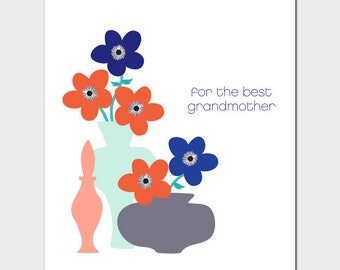 Vases Mother's Day Grandmother Card with Anemones