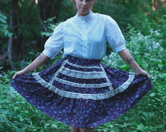 80s Gunne Sax STYLE Purple Prairie Lolita Skirt
