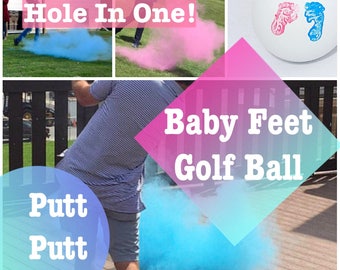 GOLF BALL Baby Feet Gender Reveal Gender Reveal Ideas Golf Ball Reveal Gender Reveal Ball Gender Reveal Party Reveal Ball