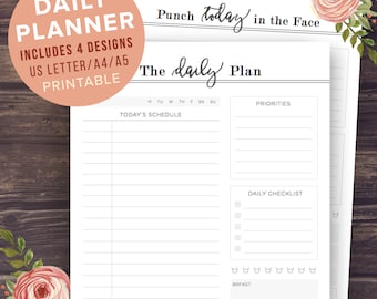 Daily Planner Printable, Letter, A4, A5