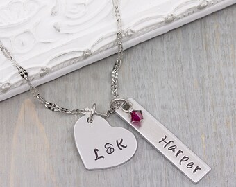 Personalized Necklace - Hand Stamped Jewelry - Couples Necklace - Personalized Mom Necklace - Gifts for Her Personalized Jewelry