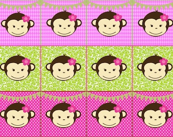 Mod Monkey Girly Cupcake Toppers