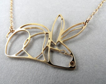 rabbit necklace, rabbit art, rabbit jewelry, contour rabbit, animal jewelry, rabbit