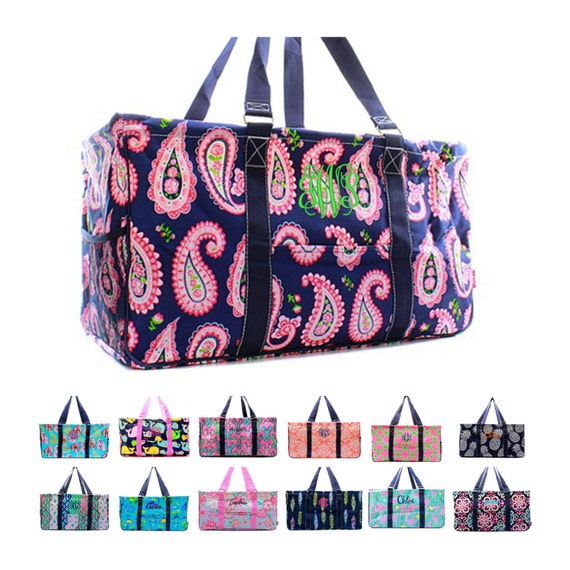Monogrammed Large Utility Tote Bag Personalized Beach Picnic