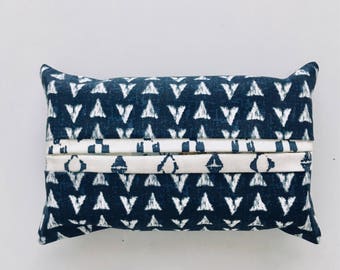 Navy Blue and White Batik Travel Tissue Holder, Gift for Him, Pocket Tissue Cover