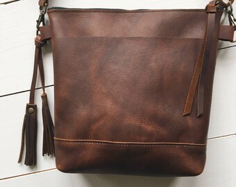 Brown leather crossbody bag, brown leather purse, crossbody purse, leather shoulder bag, everyday bag, leather purse