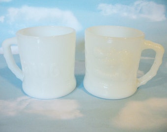 Set of 2 BC Grog mugs, milk glass mugs, Collectible Mugs,