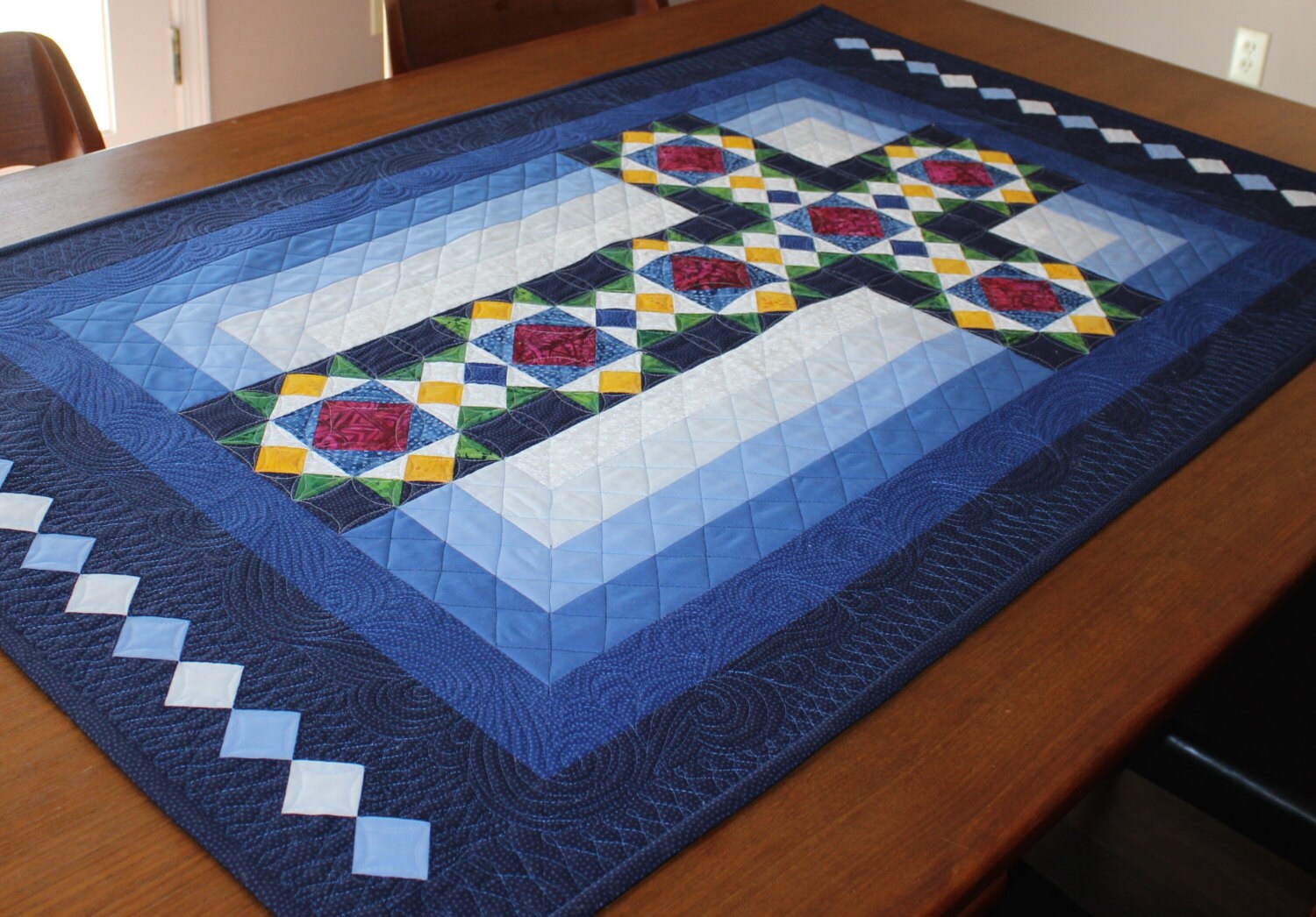 Cross Quilt Pattern Cross in Window Stained Glass Cross