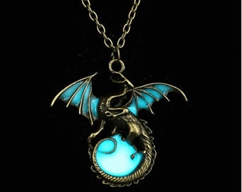 Steampunk Dragon Glows In The Dark Necklace