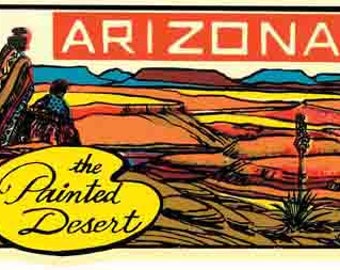 Vintage Style Painted Desert Grand Canyon National Park Arizona Travel Decal sticker
