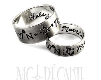 Joncs Elle et Lui: 7 mm et 10 mm, ensemble de bague personnalisé incluant une gravure par bague, bague de mariage, joncs personnalisés