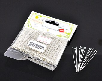 1 Packet(300PCs) Well Sorted Silver Plated Round Head Pins 4.5cm(1-3/4") -7791