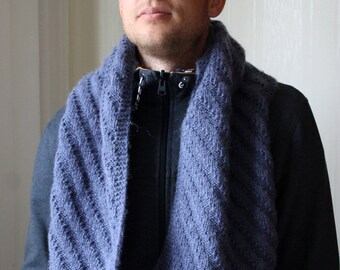 Knit Blue scarf For him Gift for men Clothing gift For husband Wool gift For him Soft scarf Warm scarf Winter accessory Modern accessory