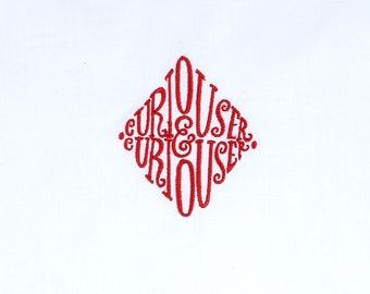 Curiouser & Curiouser 3" diamond 4x4 machine embroidery design