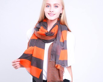 Monogrammed Striped Scarf for Women Personalized Scarf Blanket Scarf Ladies Wraps Shawls Lightweight Scarf Oversized Scarf Gift for Her