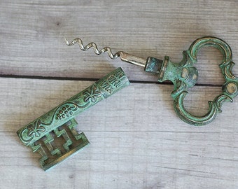 brass wine openner, french antique key-wine openner.