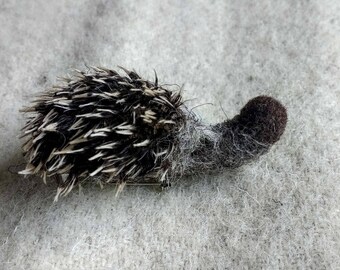 Needle felted hedgehog brooch