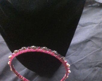 Beaded pink headband