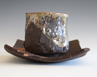 Yunomi with a Saucer, Tea Cup and Saucer, handmade ceramic tea cup, ceramics and pottery, pottery tea cup, stoneware cup
