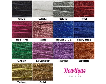 Glitter Foldover Elastic Wholesale, Glitter Elastic for Headbands and Hairties, 5/8" Glitter FOE By the Yard, 5 yards or 10 yards 14 Colors