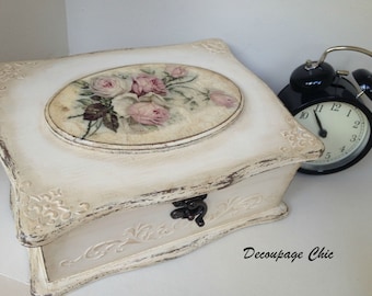 Jewelry box, vintage keepsake decoupage box