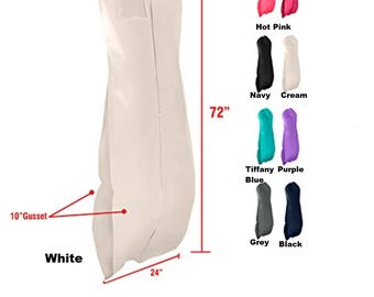 Personalized Gusseted Solid Color Xtra long Garment Bag - For Bridal Wedding Gowns and Prom Dresses- Travel Folding Loop72x24x10