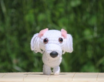 Crochet Amigurumi Dog Maltese Puppy Stuffed Animal - Ready to Ship