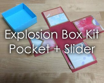 SVG PDF Explosion Box Template Kit With Pockets and Slider Card